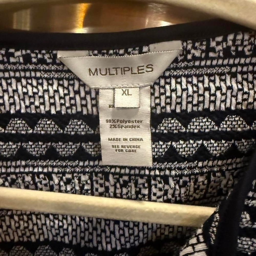 Multiples Xl Black White Patterned Button Front J… - image 2